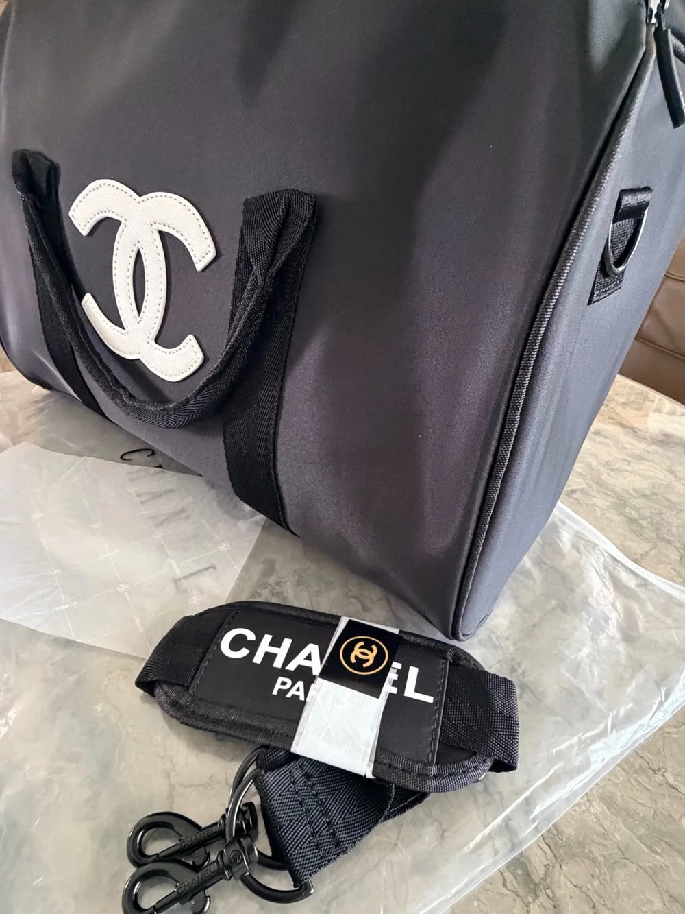 CHANEL Beauty Authentic Black Gym/Travel Duffel Bag